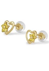 lovable itty-bitty yellow flower birthstone earrings for babies and children